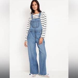 Old Navy Blue Denim Baggy Wide-Leg Jean Overalls NWT